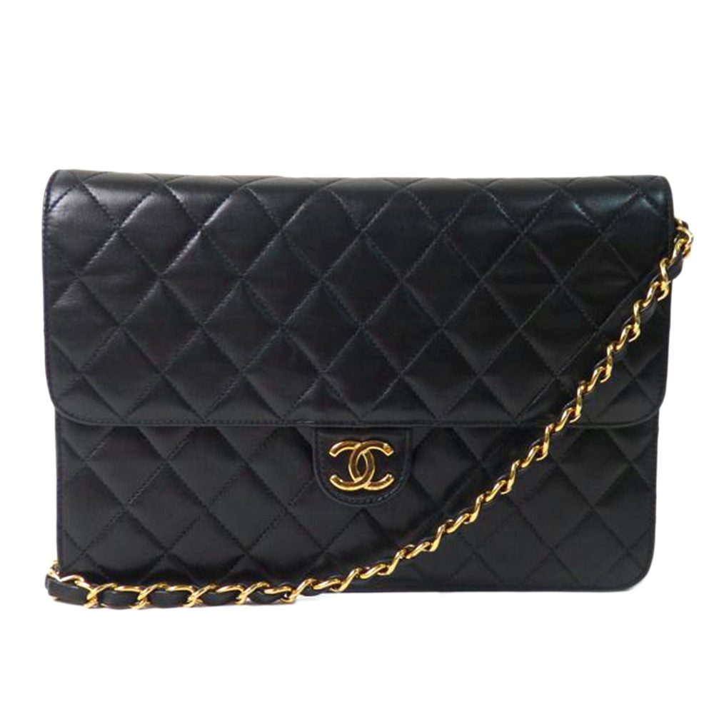 Chanel Matra Sera Lambskin Chain Shoulder Bag Black